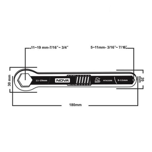 آچار دو سر رینگ تنظیم شونده نووا مدل NTA-3200